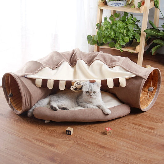 Interactive Cat Tunnel – Foldable Multi-Path Play Tunnel for Cats, Kittens & Small Pets (Indoor Exercise & Rest Mat Included)