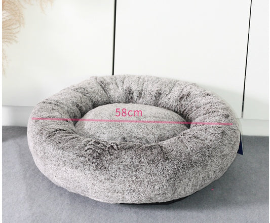 Thickened Winter Donut Pet Bed – Ultra-Soft Plush Round Bed for Cats & Small Dogs (Warm, Calming, Deep Sleep Design)