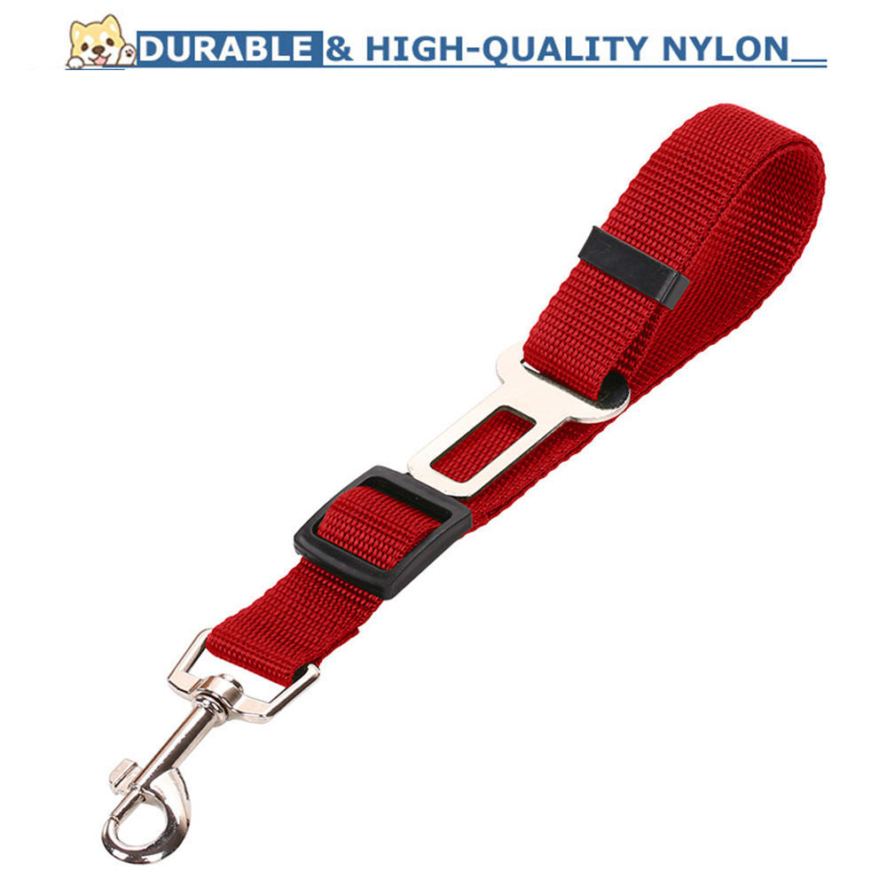 Adjustable Vehicle Safety Leash for Dogs – Heavy-Duty Nylon Car Seat Belt Clip for Secure & Comfortable Pet Travel