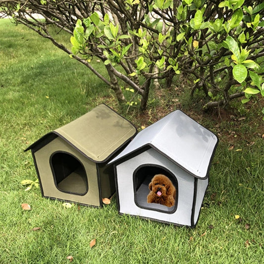 Outdoor Waterproof Dog & Cat House – All-Weather Shelter with Optional Door Curtain