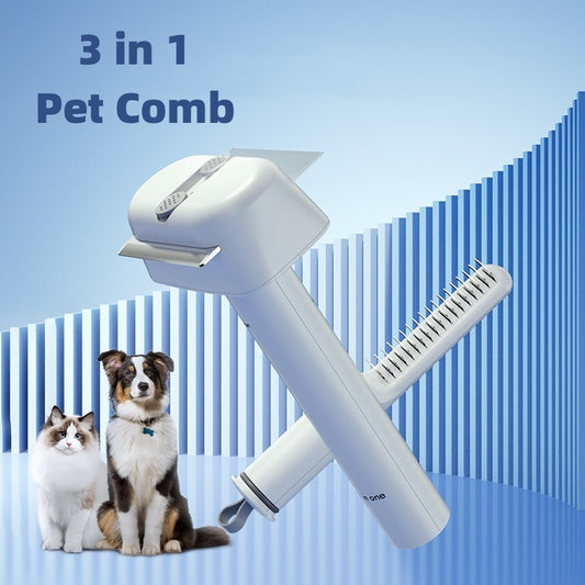 3-in-1 Pet Dematting Comb – Multi-Functional Grooming Tool for Dogs & Cats (Detangles, Removes Loose Hair, Undercoat Care)
