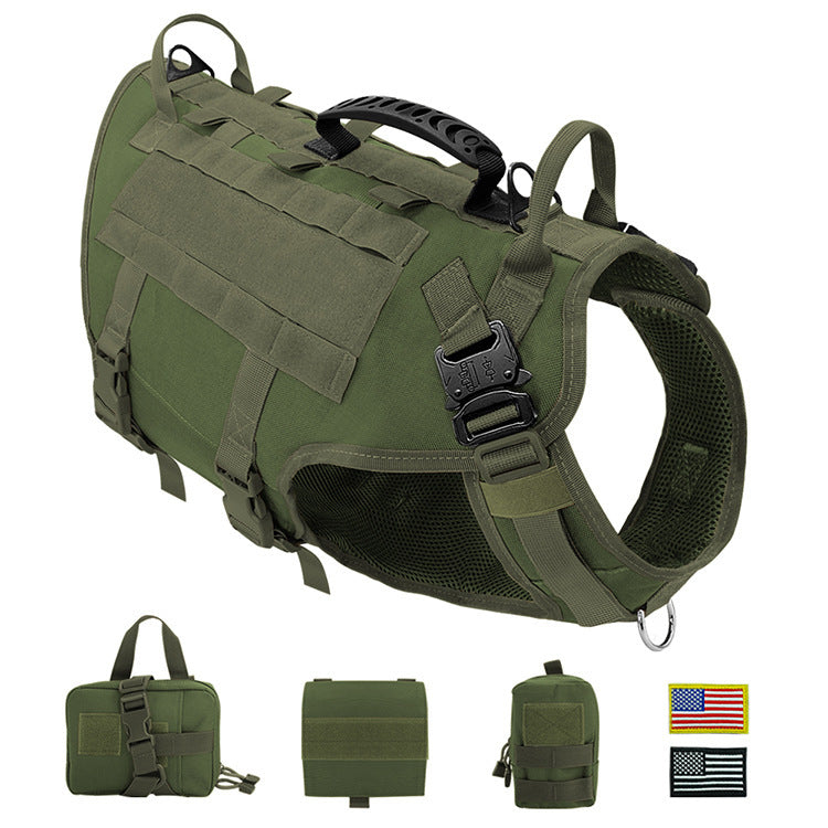 Full Tactical Dog Gear Set – Military Vest with MOLLE Backpacks, Rope Lead & Patch Set for Malinois, Shepherds & Working Breeds (3-Pack System)