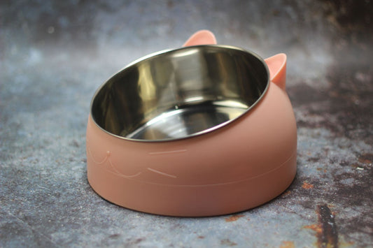 Ergonomic 15° Tilted Cat Bowl — Anti-Vomit, Joint-Friendly, and Made with Food-Grade Stainless Steel