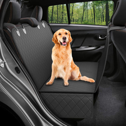 Mesh View Hammock Dog Car Seat Cover – Waterproof, Anti-Slip Rear Seat Protector with Zippered Sides & Safety Belt System