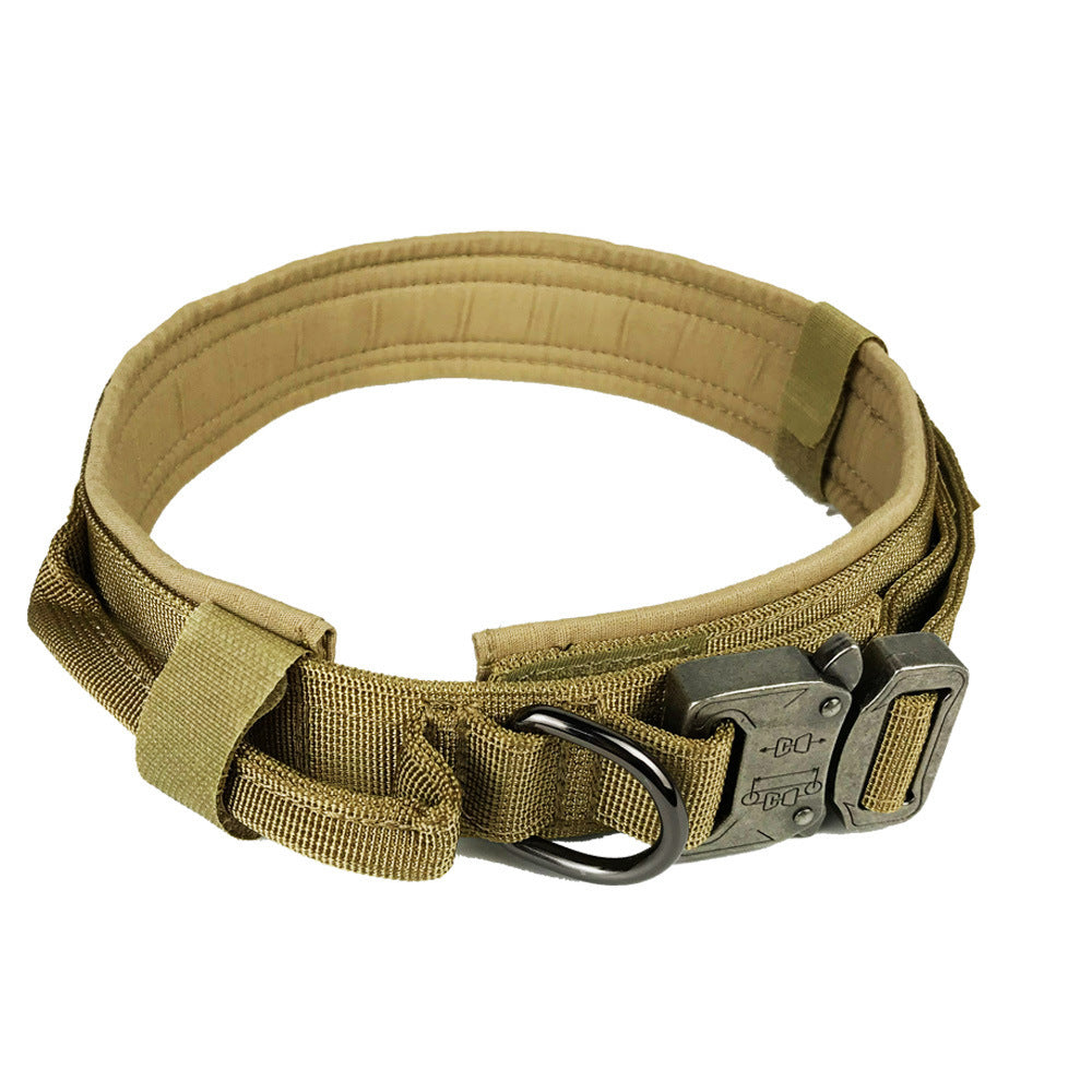 Heavy-Duty Adjustable Tactical Dog Collar – 1000D Nylon, Soft-Padded Interior, Velcro Closure & Metal Quick-Release Buckle (M/L/XL, Multiple Colors)