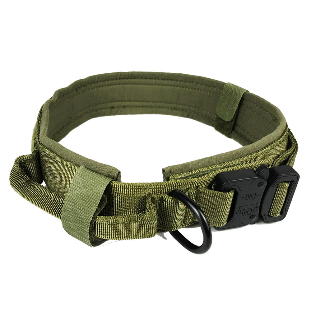 Heavy-Duty Adjustable Tactical Dog Collar – 1000D Nylon, Soft-Padded Interior, Velcro Closure & Metal Quick-Release Buckle (M/L/XL, Multiple Colors)