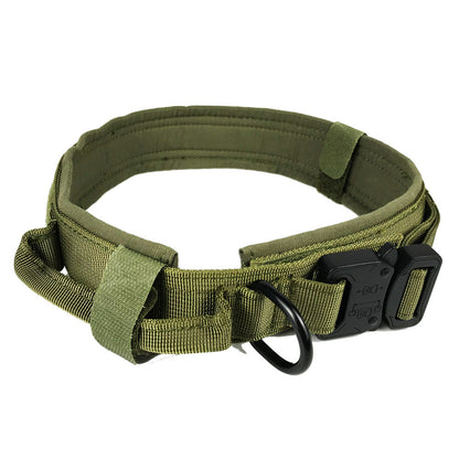 Heavy-Duty Adjustable Tactical Dog Collar – 1000D Nylon, Soft-Padded Interior, Velcro Closure & Metal Quick-Release Buckle (M/L/XL, Multiple Colors)
