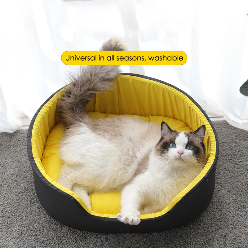 Washable Pet Kennel Bed – All-Season Warm Nest for Cats & Dogs (Deep Sleep Design)