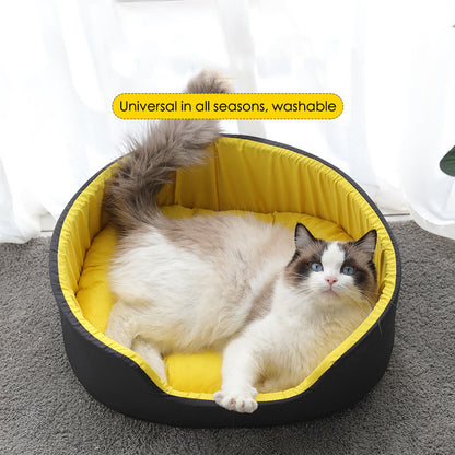 Washable Pet Kennel Bed – All-Season Warm Nest for Cats & Dogs (Deep Sleep Design)