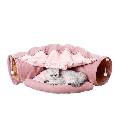 Interactive Cat Tunnel – Foldable Multi-Path Play Tunnel for Cats, Kittens & Small Pets (Indoor Exercise & Rest Mat Included)