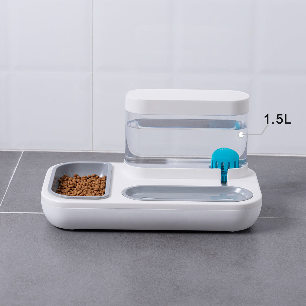 Automatic Pet Feeder & Water Fountain — 1.5L Gravity-Fed System for Fresh, Clean Hydration & Daily Feeding (Dual Bowl Design)