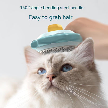 Self-Cleaning Pet Hair Remover Comb – Stainless Steel Grooming Brush with One-Press Fur Release