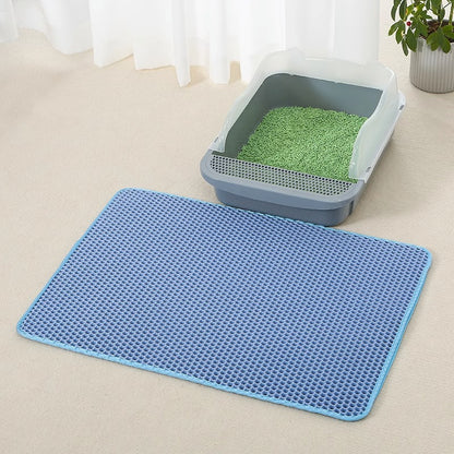 Anti-Splash Double-Layer Cat Litter Mat – EVA Honeycomb Trap Design for Mess-Free Floors