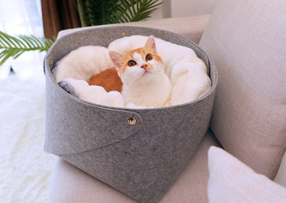 Ultra-Soft Detachable Pet Bed – Warm Windproof Cat & Puppy Nest (All-Season, Premium Comfort)