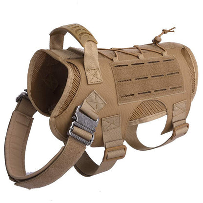 Heavy-Duty Tactical Dog Vest – Combat-Grade No-Pull Harness with MOLLE Attachments, Metal Buckles & Utility Handle (M/L Sizes)