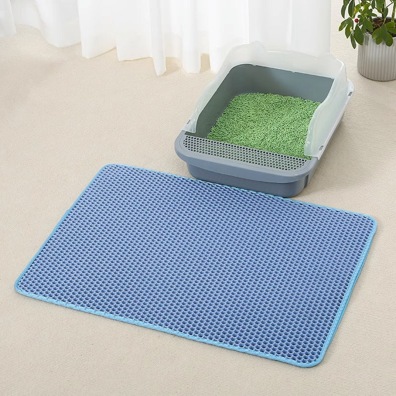 Anti-Splash Double-Layer Cat Litter Mat – EVA Honeycomb Trap Design for Mess-Free Floors