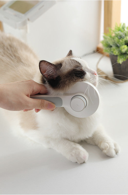 135° Stainless Steel Pet Grooming Comb – Round Handle Detangling Brush with Self-Cleaning Feature