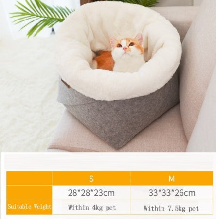 Ultra-Soft Detachable Pet Bed – Warm Windproof Cat & Puppy Nest (All-Season, Premium Comfort)