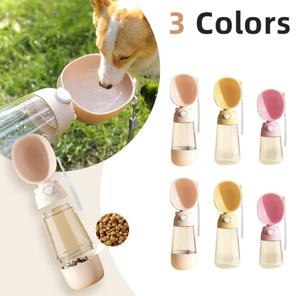 2-in-1 Portable Dog Water Bottle & Food Dispenser — Leakproof Travel Pet Feeder for Hiking, Walking & Outdoor Adventures