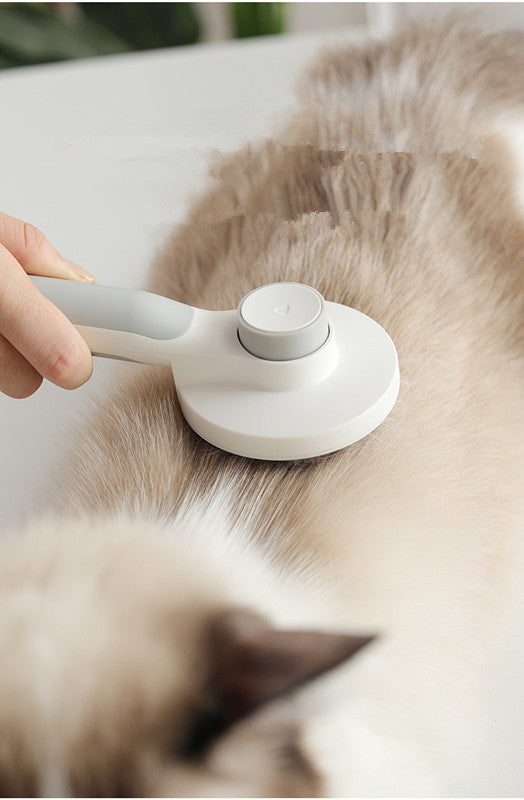 135° Stainless Steel Pet Grooming Comb – Round Handle Detangling Brush with Self-Cleaning Feature