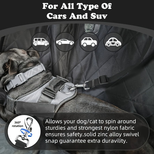 2-Piece Adjustable Dog Car Restraint – Headrest Seat Belt Harness for Safe, Tangle-Free Car Travel