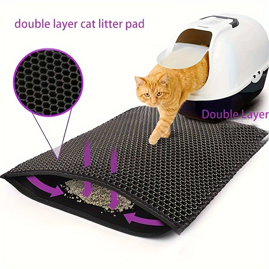 Anti-Splash Double-Layer Cat Litter Mat – EVA Honeycomb Trap Design for Mess-Free Floors