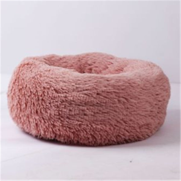 Long-Hair Plush Calming Bed for Cats & Dogs – Ultra-Warm Donut Nest (Anti-Slip, Washable)