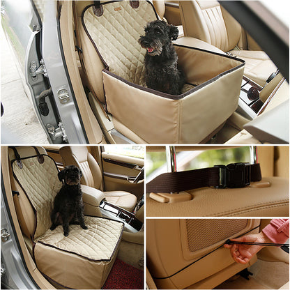 2-in-1 Waterproof Dog Car Seat & Booster Bed – Non-Slip Car Seat Protector for Small & Medium Pets (Front/Back Seat, All Cars & SUVs)