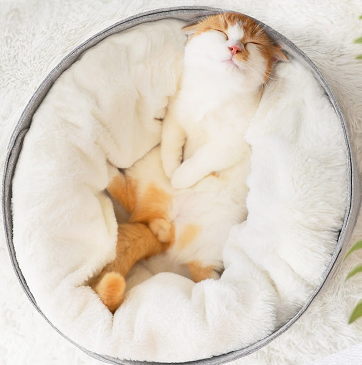 Ultra-Soft Detachable Pet Bed – Warm Windproof Cat & Puppy Nest (All-Season, Premium Comfort)