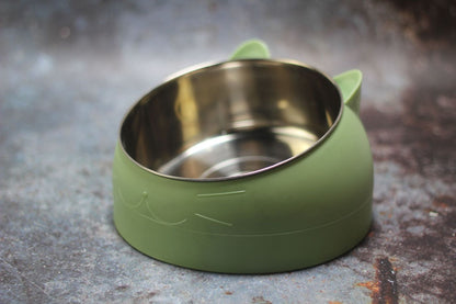 Ergonomic 15° Tilted Cat Bowl — Anti-Vomit, Joint-Friendly, and Made with Food-Grade Stainless Steel