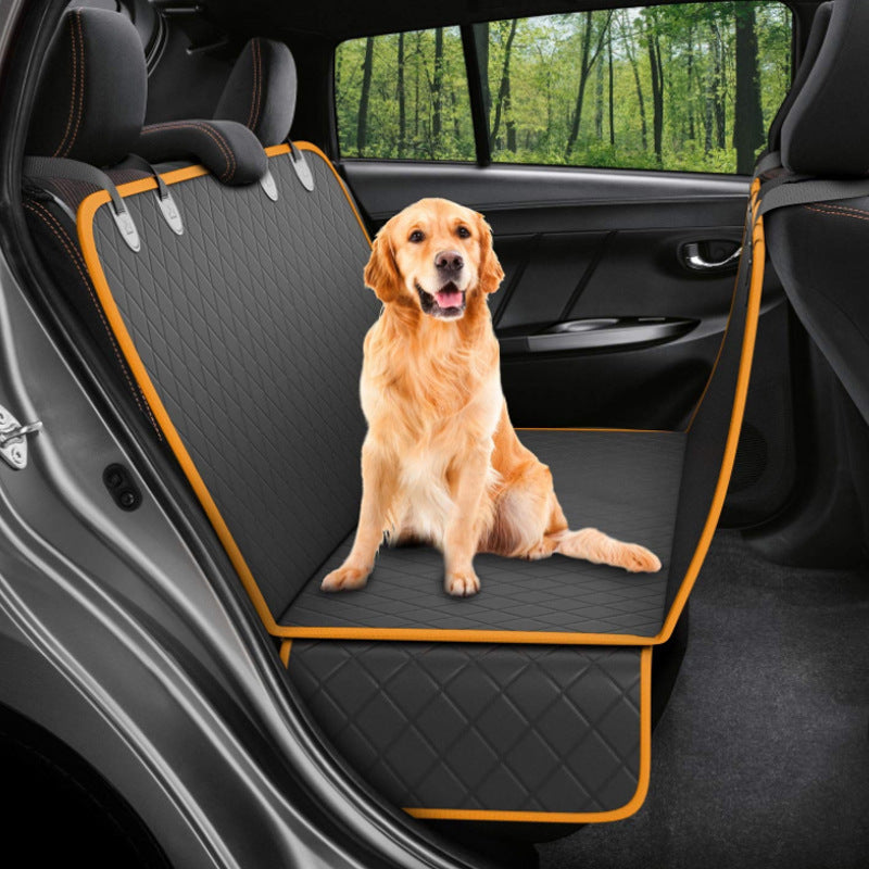 Mesh View Hammock Dog Car Seat Cover – Waterproof, Anti-Slip Rear Seat Protector with Zippered Sides & Safety Belt System