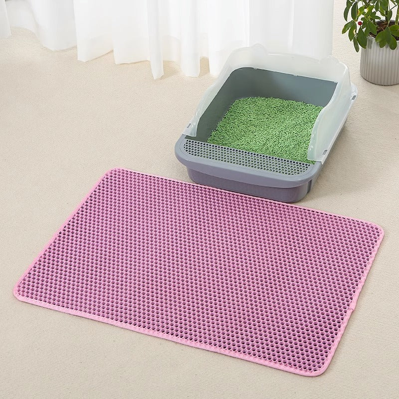 Anti-Splash Double-Layer Cat Litter Mat – EVA Honeycomb Trap Design for Mess-Free Floors