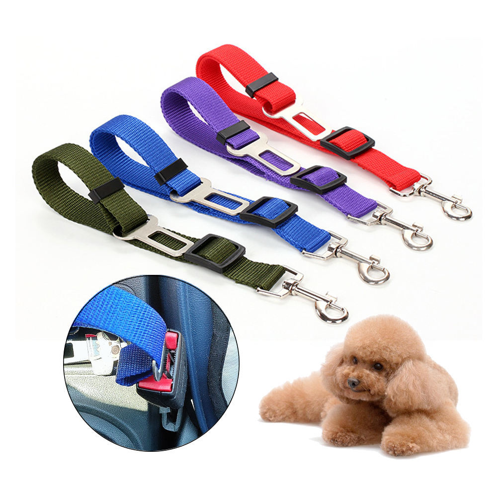 Adjustable Vehicle Safety Leash for Dogs – Heavy-Duty Nylon Car Seat Belt Clip for Secure & Comfortable Pet Travel