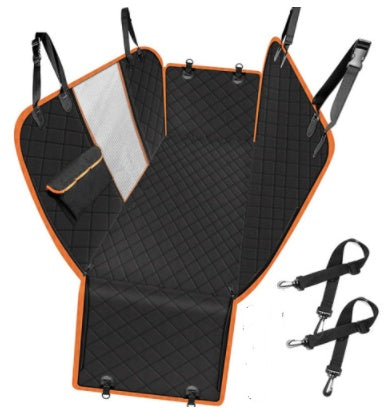 Mesh View Hammock Dog Car Seat Cover – Waterproof, Anti-Slip Rear Seat Protector with Zippered Sides & Safety Belt System