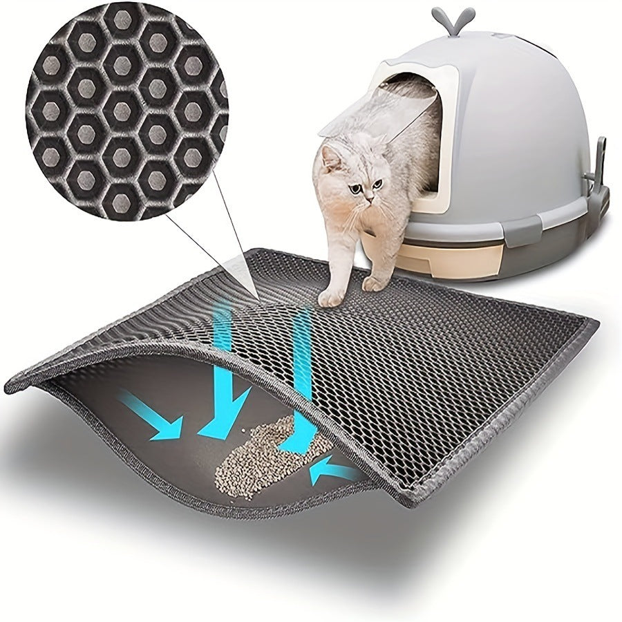 Anti-Splash Double-Layer Cat Litter Mat – EVA Honeycomb Trap Design for Mess-Free Floors