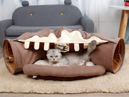 Interactive Cat Tunnel – Foldable Multi-Path Play Tunnel for Cats, Kittens & Small Pets (Indoor Exercise & Rest Mat Included)