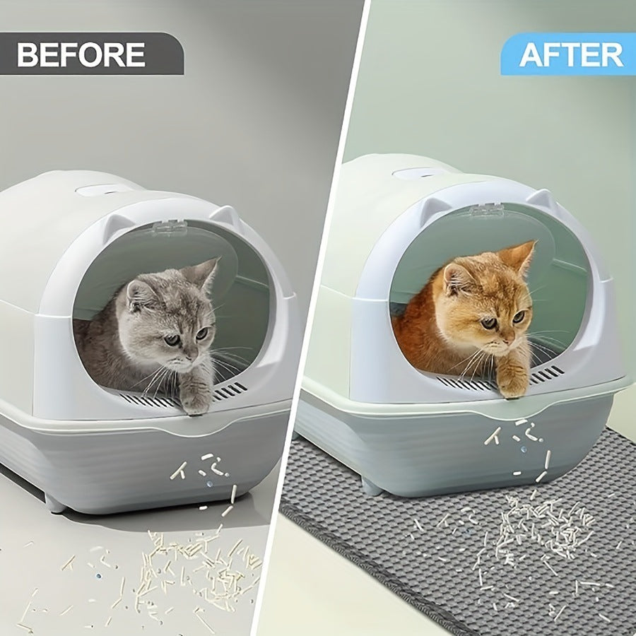 Anti-Splash Double-Layer Cat Litter Mat – EVA Honeycomb Trap Design for Mess-Free Floors