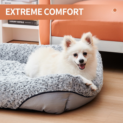 Swirl Rose Plush Calming Pet Bed – Luxury Sofa-Style Dog & Cat Bed with Removable Cushion (Machine-Washable)