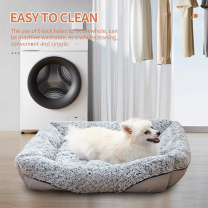 Swirl Rose Plush Calming Pet Bed – Luxury Sofa-Style Dog & Cat Bed with Removable Cushion (Machine-Washable)