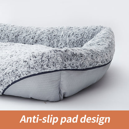 Swirl Rose Plush Calming Pet Bed – Luxury Sofa-Style Dog & Cat Bed with Removable Cushion (Machine-Washable)