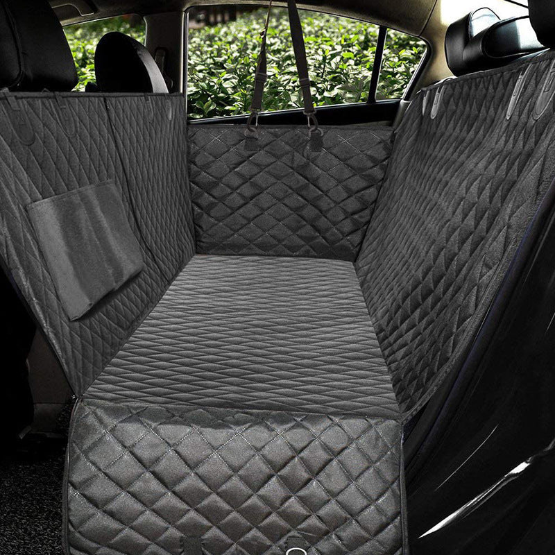 Mesh View Hammock Dog Car Seat Cover – Waterproof, Anti-Slip Rear Seat Protector with Zippered Sides & Safety Belt System