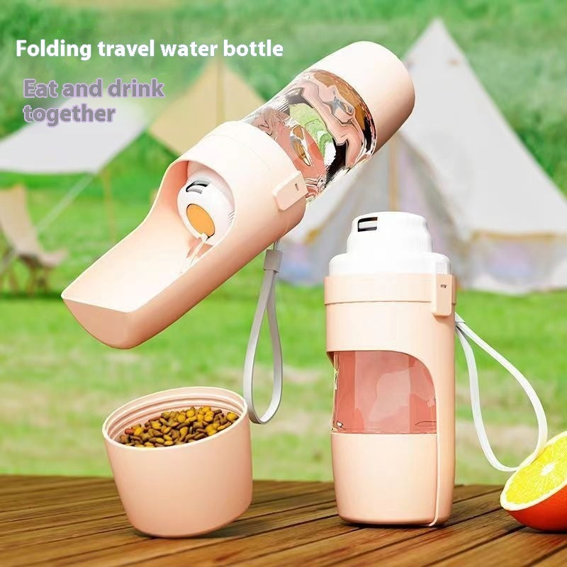 2-in-1 Travel Pet Water Bottle — Portable Water Dispenser + Food Cup for Dogs & Cats