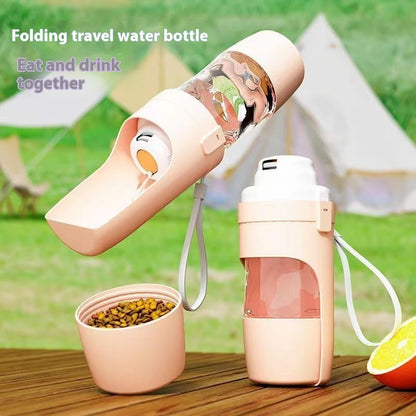 2-in-1 Travel Pet Water Bottle — Portable Water Dispenser + Food Cup for Dogs & Cats