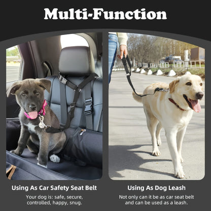 2-Piece Adjustable Dog Car Restraint – Headrest Seat Belt Harness for Safe, Tangle-Free Car Travel