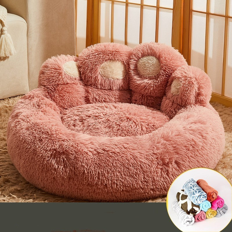 Giant Paw-Shaped Pet Bed – Ultra-Plush Calming Dog & Cat Sofa (Deep Sleep, Anti-Anxiety Design)