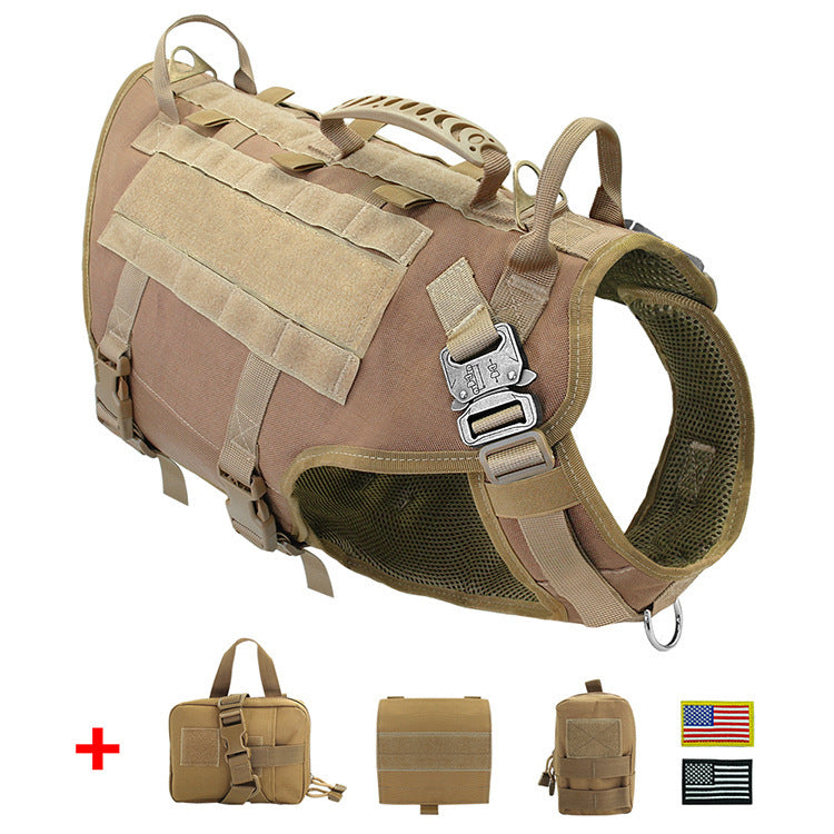 Full Tactical Dog Gear Set – Military Vest with MOLLE Backpacks, Rope Lead & Patch Set for Malinois, Shepherds & Working Breeds (3-Pack System)