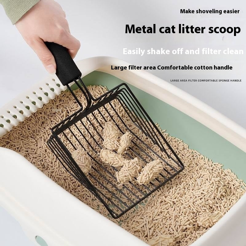 Heavy-Duty Metal Cat Litter Scoop – Alloy Litter Sifter with Comfort Grip Handle